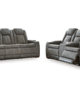 Next-Gen Durapella Performance Fabric Dual Power Reclining Sofa and Loveseat | Slate Gray