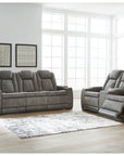 Next-Gen Durapella Performance Fabric Dual Power Reclining Sofa and Loveseat | Slate Gray