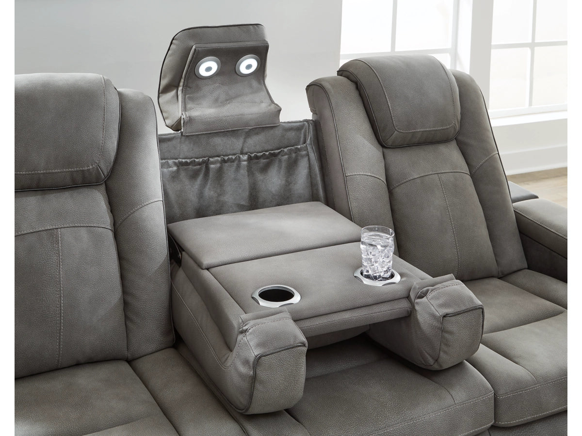 Next-Gen Durapella Performance Fabric Dual Power Reclining Sofa and Loveseat | Slate Gray