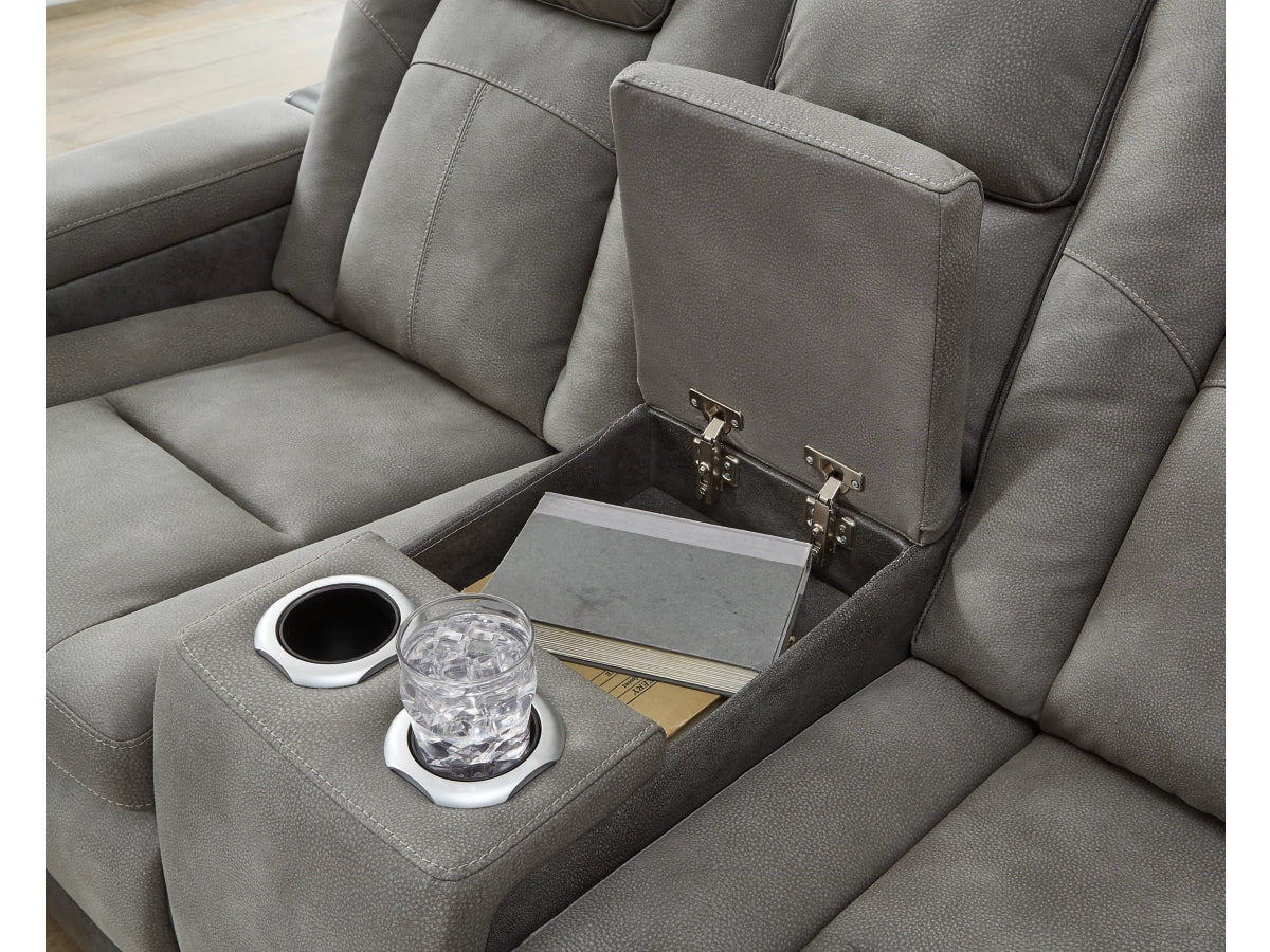 Next-Gen Durapella Performance Fabric Dual Power Reclining Sofa and Loveseat | Slate Gray