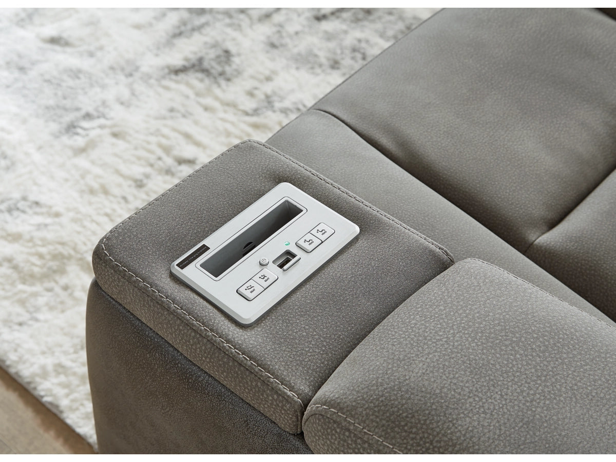 Next-Gen Durapella Performance Fabric Dual Power Reclining Sofa and Loveseat | Slate Gray