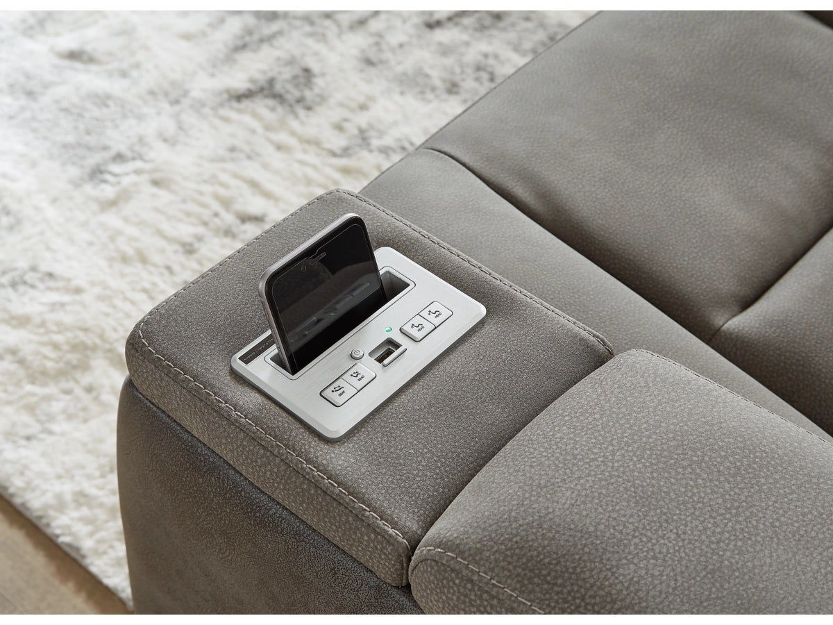 Next-Gen Durapella Performance Fabric Dual Power Reclining Sofa and Loveseat | Slate Gray